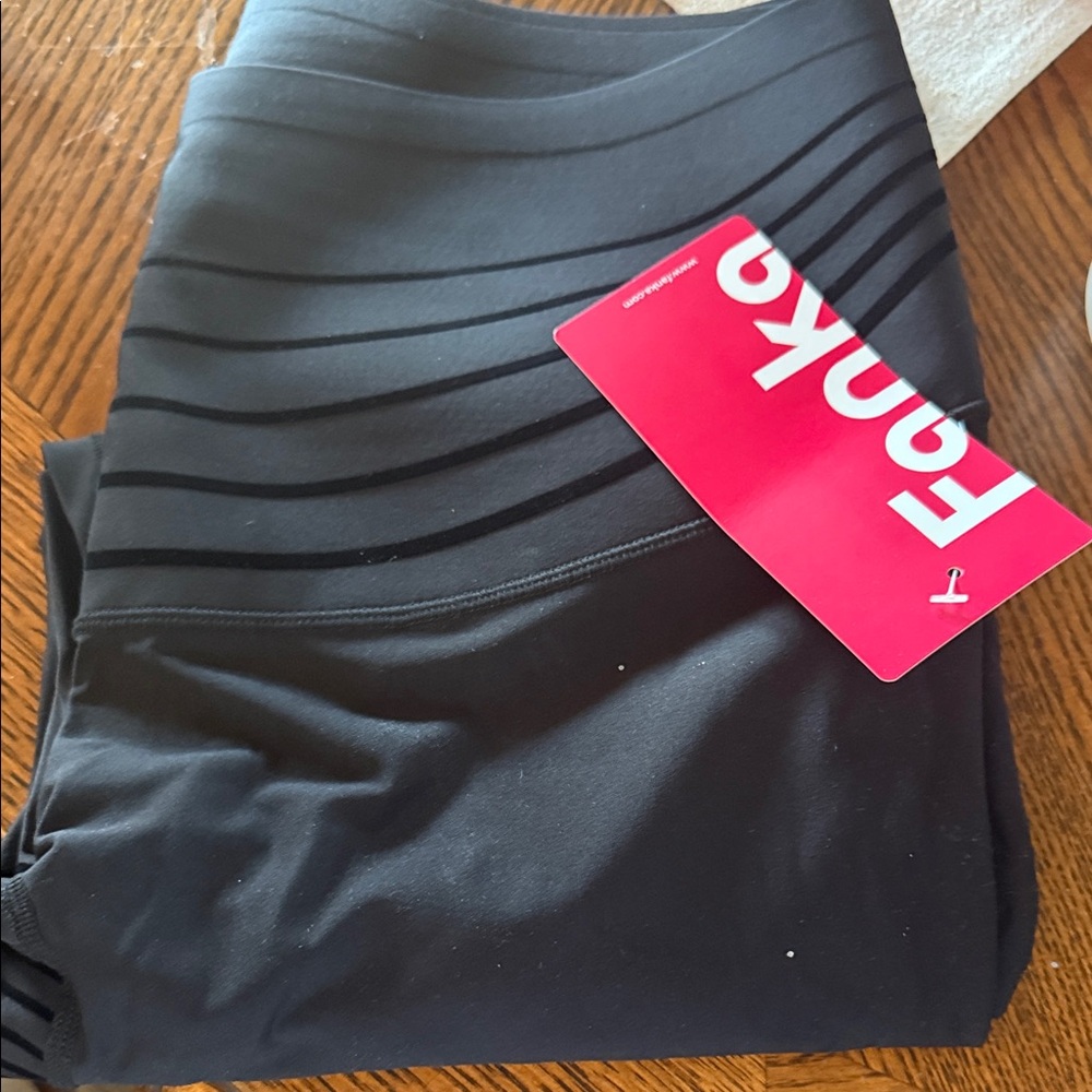 Fabletics Black High-Waist Sculpting Leggings with Horizontal Bands
